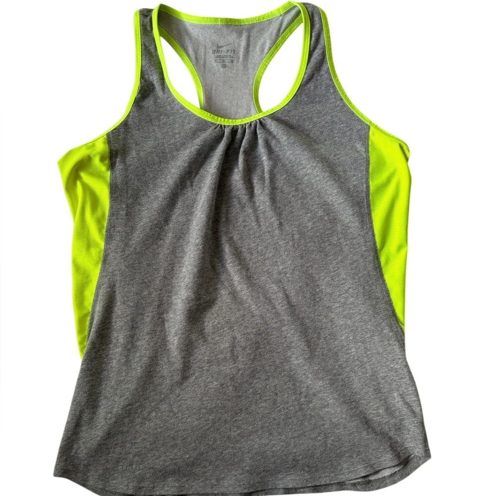Nike Dri-Fit Women's Gray and Neon Green Tank Top Sz XL